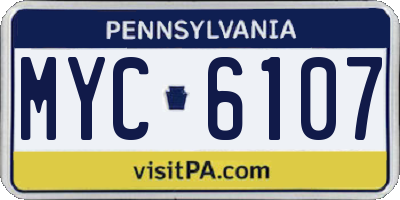 PA license plate MYC6107