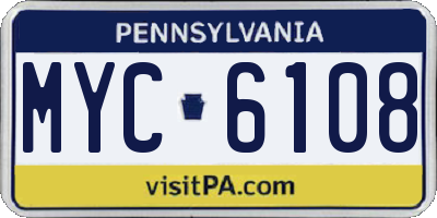 PA license plate MYC6108