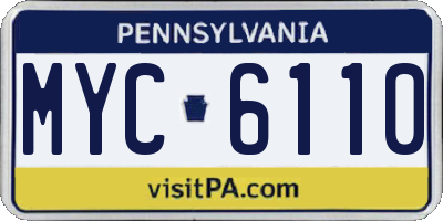 PA license plate MYC6110