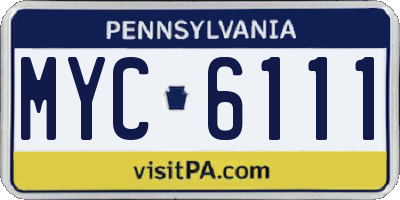 PA license plate MYC6111