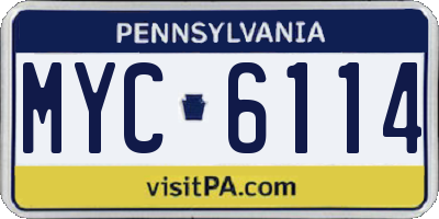 PA license plate MYC6114