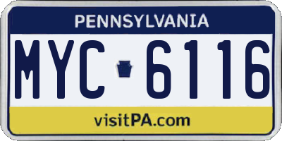 PA license plate MYC6116