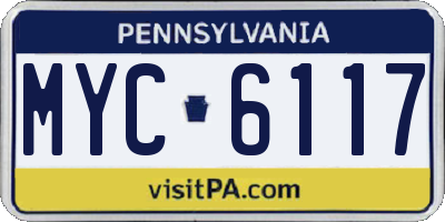 PA license plate MYC6117