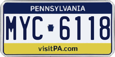 PA license plate MYC6118