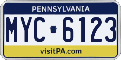 PA license plate MYC6123