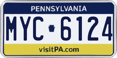 PA license plate MYC6124