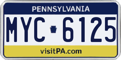 PA license plate MYC6125