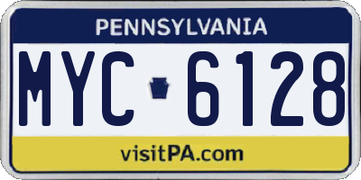PA license plate MYC6128