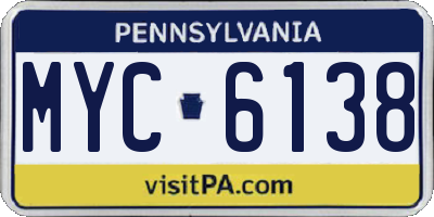 PA license plate MYC6138