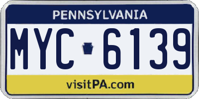 PA license plate MYC6139