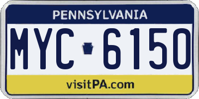 PA license plate MYC6150