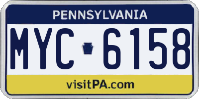 PA license plate MYC6158