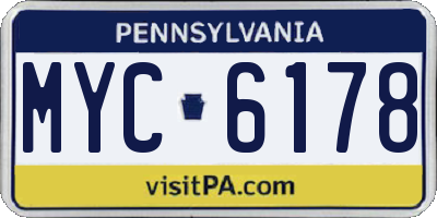 PA license plate MYC6178