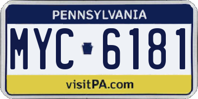 PA license plate MYC6181