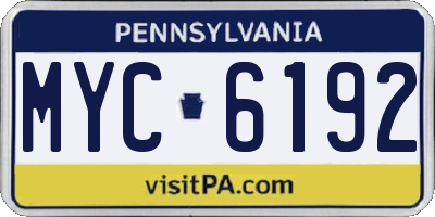 PA license plate MYC6192