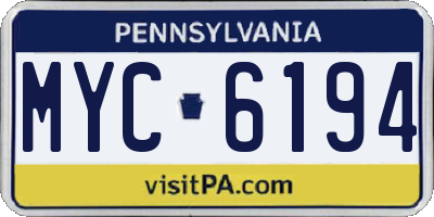 PA license plate MYC6194