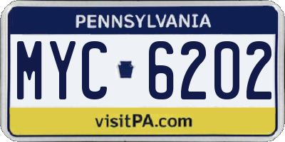 PA license plate MYC6202