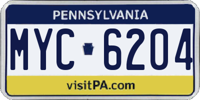 PA license plate MYC6204