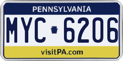 PA license plate MYC6206
