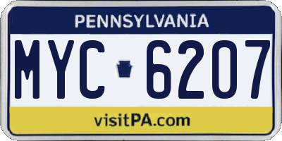 PA license plate MYC6207