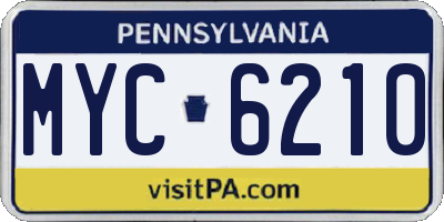 PA license plate MYC6210
