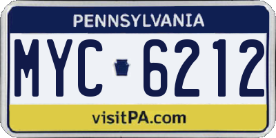 PA license plate MYC6212