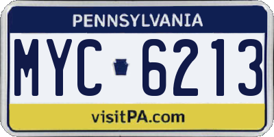 PA license plate MYC6213