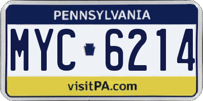 PA license plate MYC6214