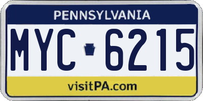 PA license plate MYC6215