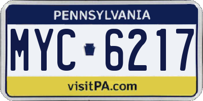 PA license plate MYC6217