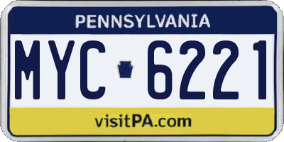 PA license plate MYC6221