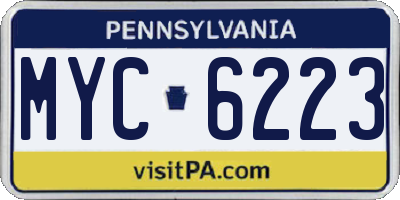 PA license plate MYC6223