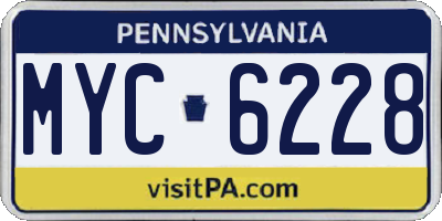 PA license plate MYC6228