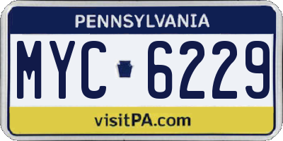 PA license plate MYC6229