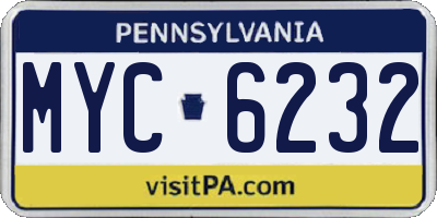 PA license plate MYC6232