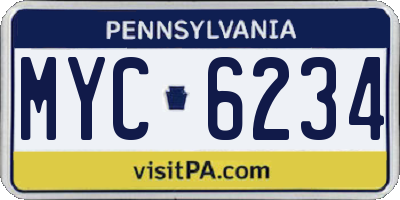 PA license plate MYC6234