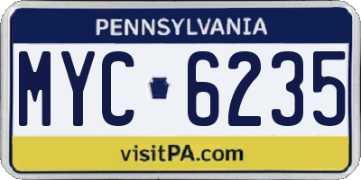 PA license plate MYC6235