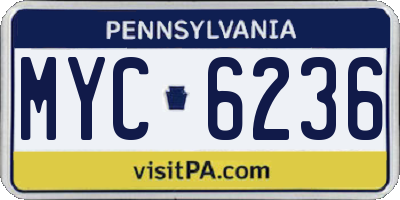 PA license plate MYC6236