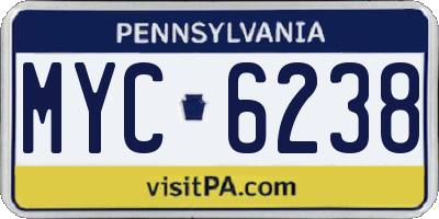 PA license plate MYC6238