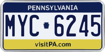 PA license plate MYC6245
