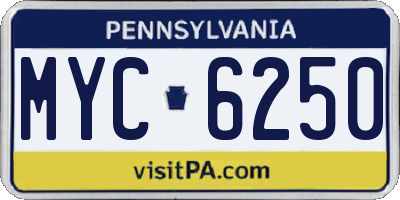 PA license plate MYC6250