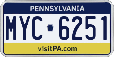 PA license plate MYC6251