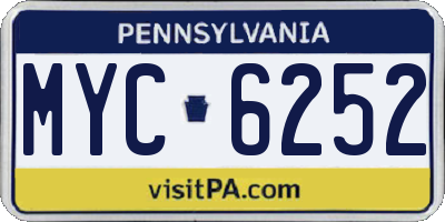 PA license plate MYC6252