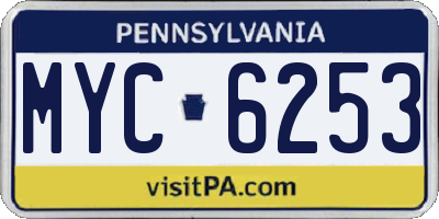 PA license plate MYC6253