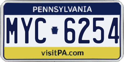 PA license plate MYC6254