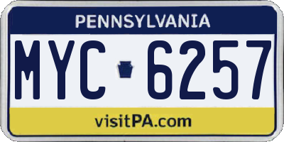PA license plate MYC6257