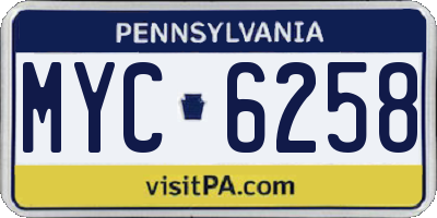 PA license plate MYC6258