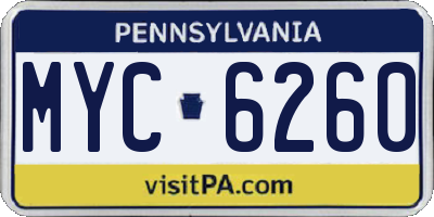 PA license plate MYC6260