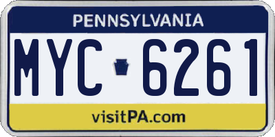 PA license plate MYC6261