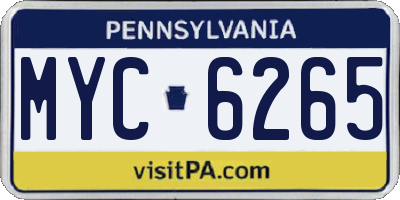 PA license plate MYC6265